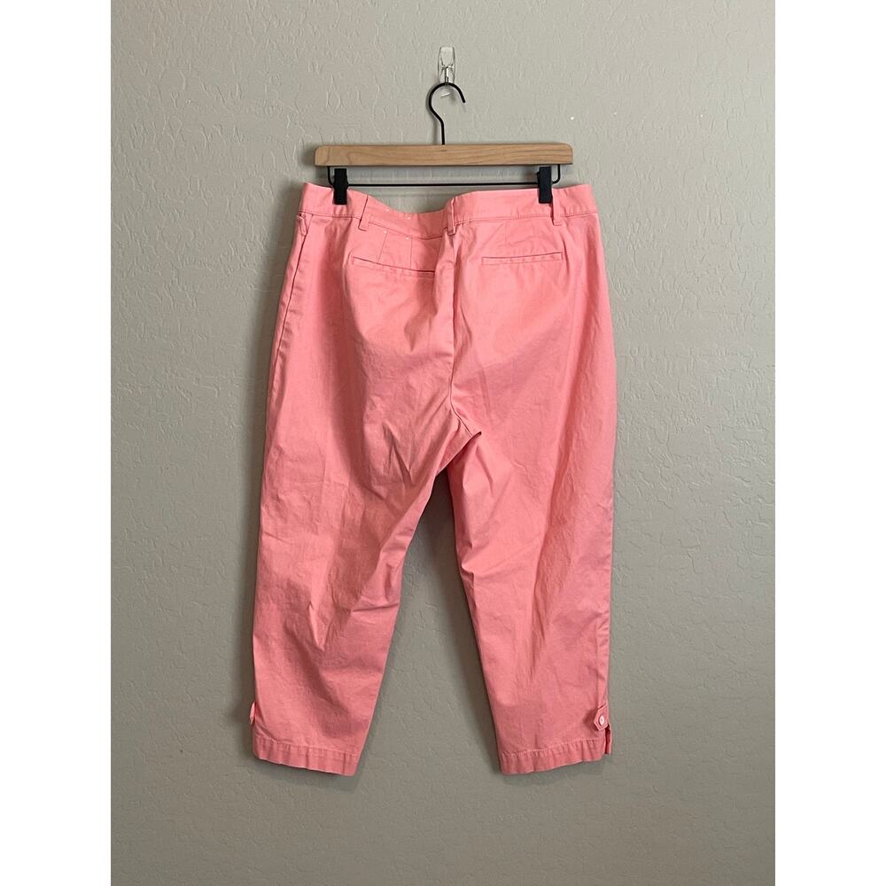 Talbots Women's Pink/Coral Perfect Crop pants with button detail - 14 Petite - Picture 2 of 5